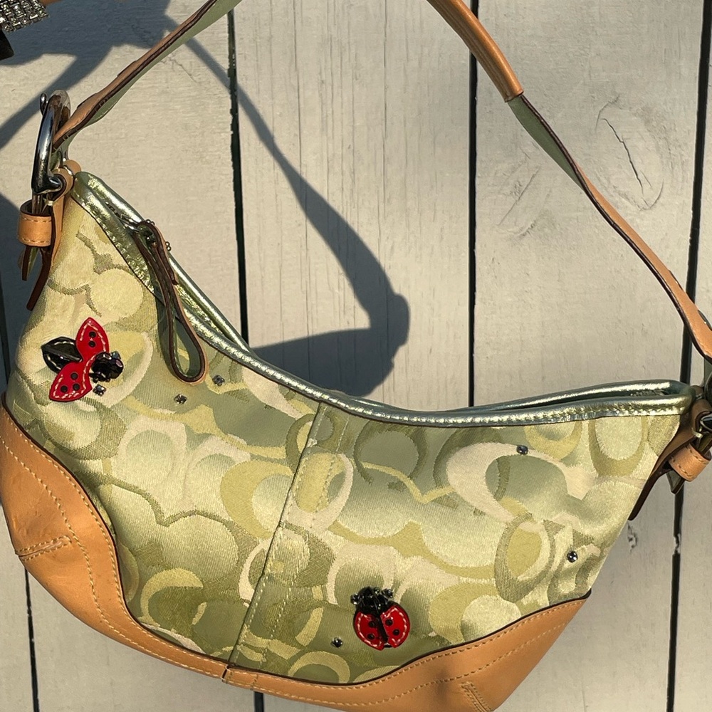 (RARE) Vintage Coach Green Ladybug Bag